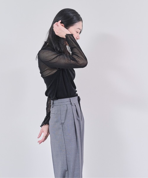 DOLLUPOOPS（ドールアップウップス）の「ベロアメッシュボトルネックトップス（その他トップス・レディース・ホワイト/ブラック・38）」の3枚目の写真