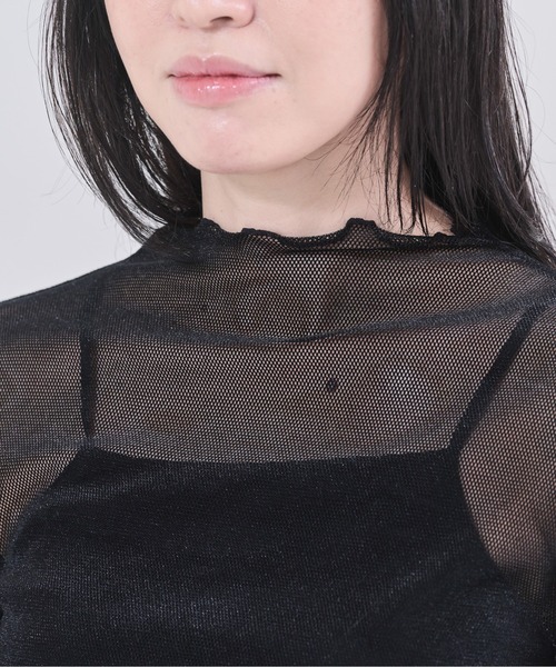 DOLLUPOOPS（ドールアップウップス）の「ベロアメッシュボトルネックトップス（その他トップス・レディース・ホワイト/ブラック・38）」の5枚目の写真