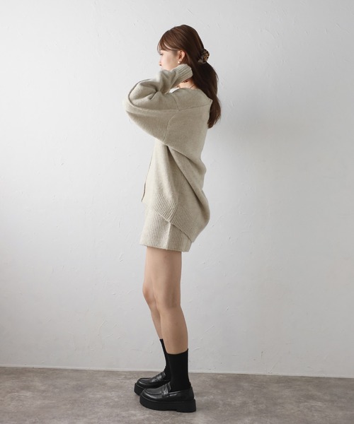 Bonjour Sagan（ボンジュールサガン）の「ニットカーディガン×ショートパンツセット（セットアップ・レディース・チャコールグレー/アイボリー/ライトベージュ/ライトピンク・FREE）」の7枚目の写真