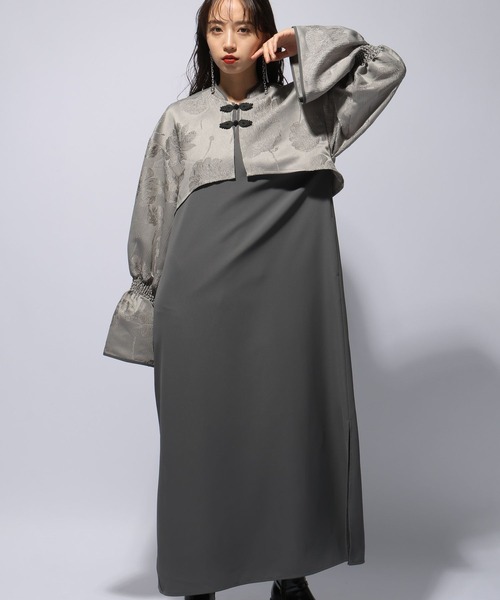 HARE（ハレ）の「ジャガードチャイナレイヤーライクフレアワンピース(HARE)（ワンピース・レディース・ネイビー/ブラック/グレー・FREE）」の11枚目の写真