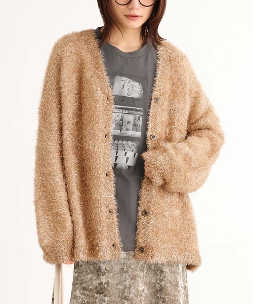 n'OrLABEL（ノアールレーベル）の「『ラメシャギーニットカーディガン』（カーディガン/ボレロ・レディース・ゴールド/シルバー/ブラック・FREE）」の3枚目の写真