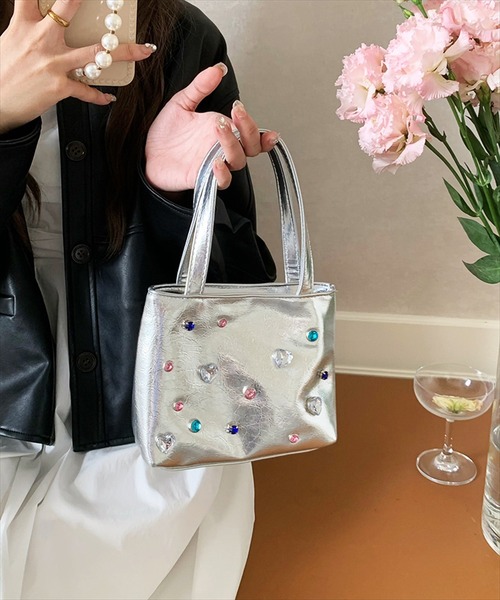 BAYBLO(ベイブロ)の「(SB)フェイクレザー ビジュー アレンジ 2WAY ハンドバッグ(ハンドバッグ・レディース・シルバー/ブラック・ONE SIZE)」の5枚目の写真