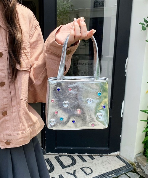 BAYBLO(ベイブロ)の「(SB)フェイクレザー ビジュー アレンジ 2WAY ハンドバッグ(ハンドバッグ・レディース・シルバー/ブラック・ONE SIZE)」の10枚目の写真