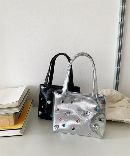 BAYBLO(ベイブロ)の「(SB)フェイクレザー ビジュー アレンジ 2WAY ハンドバッグ(ハンドバッグ・レディース・シルバー/ブラック・ONE SIZE)」の11枚目の写真