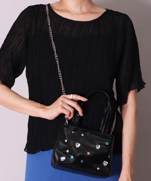 BAYBLO(ベイブロ)の「(SB)フェイクレザー ビジュー アレンジ 2WAY ハンドバッグ(ハンドバッグ・レディース・シルバー/ブラック・ONE SIZE)」の19枚目の写真