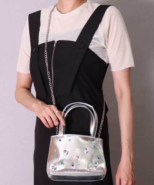 BAYBLO(ベイブロ)の「(SB)フェイクレザー ビジュー アレンジ 2WAY ハンドバッグ(ハンドバッグ・レディース・シルバー/ブラック・ONE SIZE)」の21枚目の写真