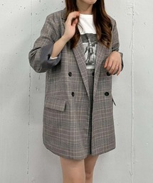 【セットアップ対応】チェックダブルテーラードジャケット