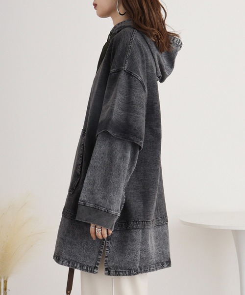 mililopiulu ケミカルデニム裏毛フーディーパーカー mililopiulu ケミカルデニム裏毛フーディー（パーカー