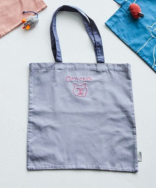 studio CLIP（スタディオクリップ）の「【Orneko BY CLIP】刺繍トートバッグ（エコバッグ/サブバッグ・レディース・グレー/ネイビー/ベージュ/ピンク/スモーク/レッド・FREE）」の2枚目の写真