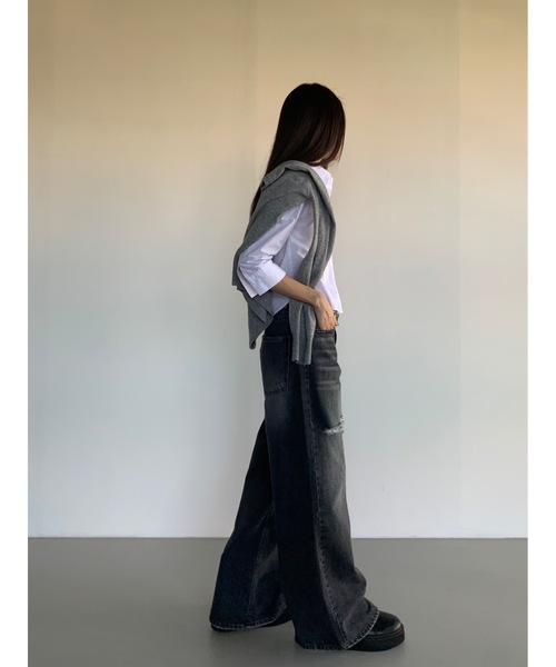 Didot.showroom(ディドット ショールーム)の「ラウンドヘムスリムシャツ(シャツ/ブラウス・レディース・ネイビー/ホワイト・FREE)」の22枚目の写真