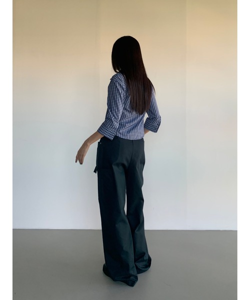 Didot.showroom(ディドット ショールーム)の「ラウンドヘムスリムシャツ(シャツ/ブラウス・レディース・ネイビー/ホワイト・FREE)」の7枚目の写真