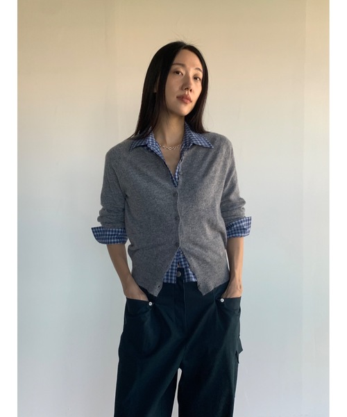 Didot.showroom(ディドット ショールーム)の「ラウンドヘムスリムシャツ(シャツ/ブラウス・レディース・ネイビー/ホワイト・FREE)」の9枚目の写真