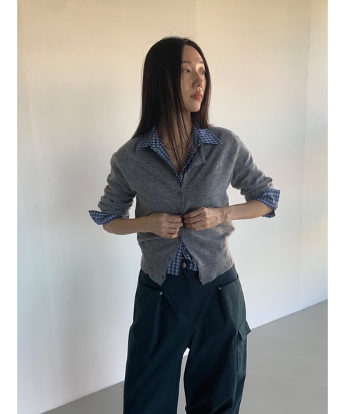 Didot.showroom(ディドット ショールーム)の「ラウンドヘムスリムシャツ(シャツ/ブラウス・レディース・ネイビー/ホワイト・FREE)」の10枚目の写真