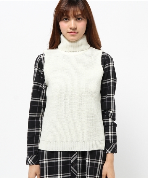 CIAOPANIC(チャオパニック)の「【Ciaopanic】 タートルネックKNITベスト(ニット/セーター・レディース・グレー/ネイビー/カーキ/オフホワイト・FREE)」の9枚目の写真