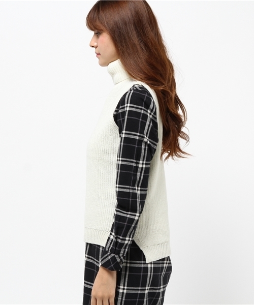 CIAOPANIC(チャオパニック)の「【Ciaopanic】 タートルネックKNITベスト(ニット/セーター・レディース・グレー/ネイビー/カーキ/オフホワイト・FREE)」の10枚目の写真