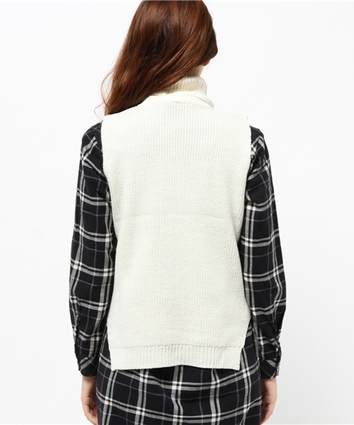 CIAOPANIC(チャオパニック)の「【Ciaopanic】 タートルネックKNITベスト(ニット/セーター・レディース・グレー/ネイビー/カーキ/オフホワイト・FREE)」の5枚目の写真