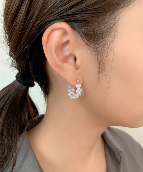 セール】ミニパールフープピアス (両耳用)（ピアス（両耳用