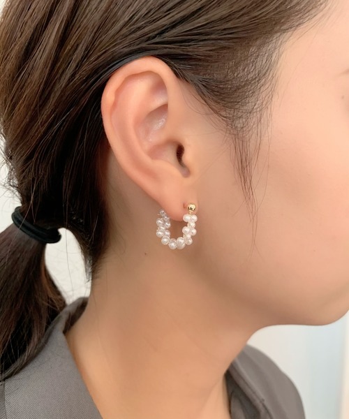 【関税・送料無料】MIANSAI★Shay パール フープ ピアス セール】ミニパールフープピアス (両耳用)(ピアス(両耳用