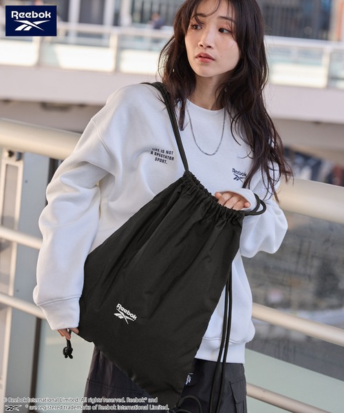 オーダー品（ナップサック） Reebok/リーボック 別注 ロゴ刺繍 ナイロンナップサック MONO