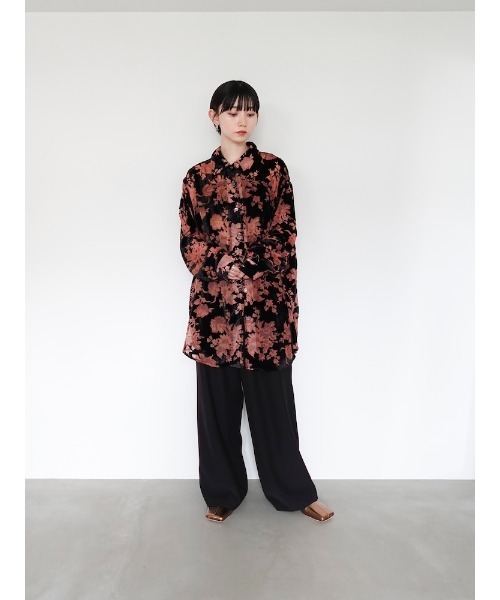 新品未使用　VELVET OVERシャツ　ブラック　ベルベットシャツ sahara ブラウス シャツ Velvet Over Shirt/ベルベットオーバー