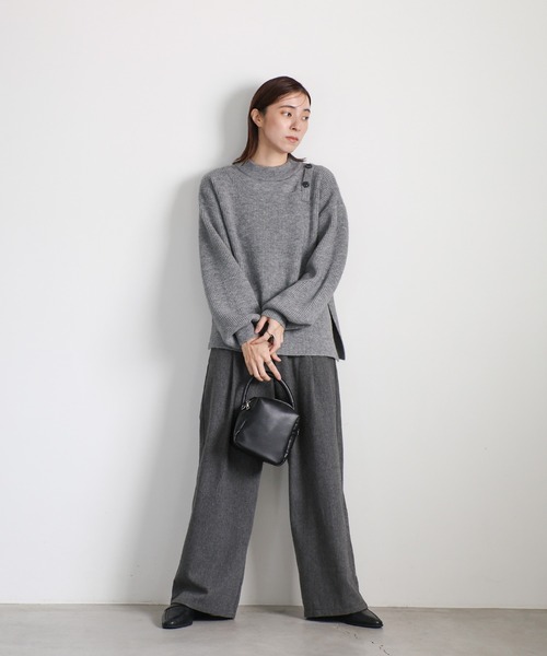 セール】ショルダーボタンサイドスリットニット（ニット/セーター
