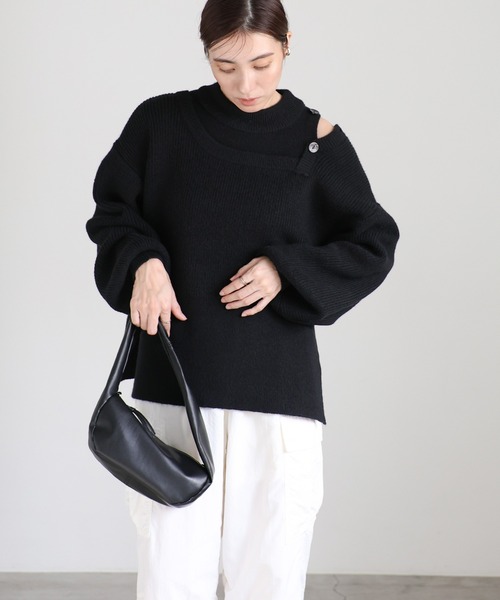 select MOCA(セレクトモカ)の「ショルダーボタンサイドスリットニット(ニット/セーター・レディース・ベージュ/ブラック/グレー・FREE)」の20枚目の写真