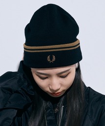 【FRED PERRY】TWIN TIPPED MERINO WOOL BEANIE フレッドペリー ティップライン ロゴ刺繍 ニットキャップ ビーニー C9150