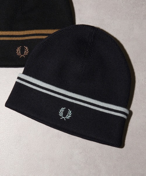 FRED PERRY(フレッドペリー)の「【FRED PERRY】TWIN TIPPED MERINO WOOL BEANIE フレッドペリー ティップライン ロゴ刺繍 ニットキャップ ビーニー C9150(ニットキャップ/ビーニー・レディース・ブラック/ネイビー/グレイッシュブルー・FREE)」の16枚目の写真