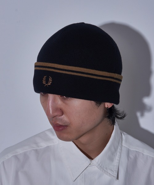FRED PERRY(フレッドペリー)の「【FRED PERRY】TWIN TIPPED MERINO WOOL BEANIE フレッドペリー ティップライン ロゴ刺繍 ニットキャップ ビーニー C9150(ニットキャップ/ビーニー・レディース・ブラック/ネイビー/グレイッシュブルー・FREE)」の20枚目の写真