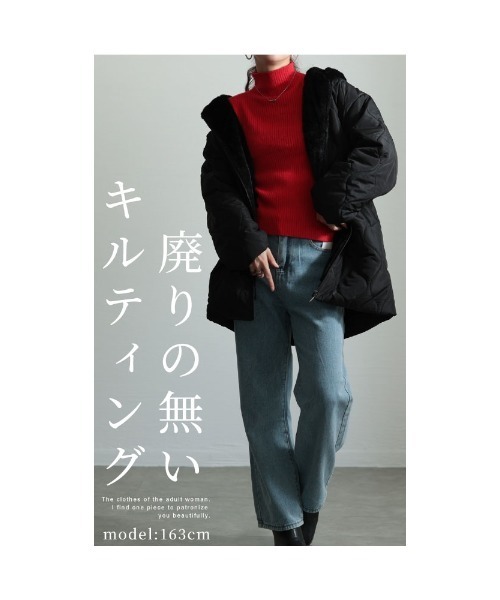 Sawa a la mode(サワアラモード)の「ファー裏地キルティングフードジャケット(ダウンジャケット/コート・レディース・ブラック・FREE)」の2枚目の写真