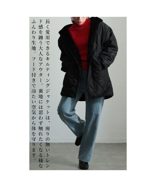 Sawa a la mode(サワアラモード)の「ファー裏地キルティングフードジャケット(ダウンジャケット/コート・レディース・ブラック・FREE)」の6枚目の写真
