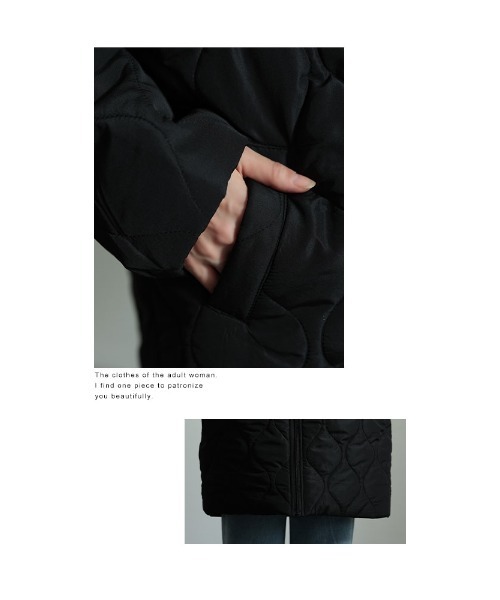 Sawa a la mode(サワアラモード)の「ファー裏地キルティングフードジャケット(ダウンジャケット/コート・レディース・ブラック・FREE)」の12枚目の写真