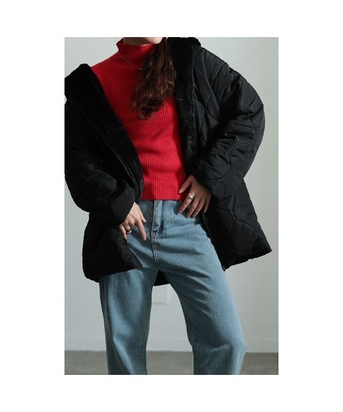 Sawa a la mode(サワアラモード)の「ファー裏地キルティングフードジャケット(ダウンジャケット/コート・レディース・ブラック・FREE)」の13枚目の写真