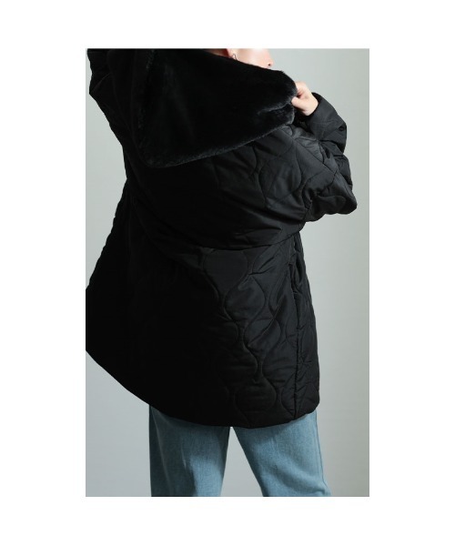 ジャケット ファー 裏地 セール】ファー裏地キルティングフードジャケット（ダウンジャケット
