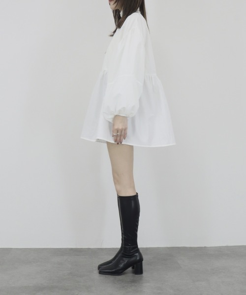 ブラウス シャツ 「ZOZO限定」バルーンスリーブwブルジップペプラムシャツブルゾン／balloon sleeve w zip peplum shir ZOZO限定】バルーンスリーブwブルジップペプラムシャツブルゾン
