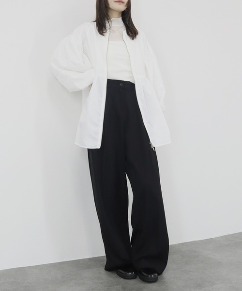 ブラウス シャツ 「ZOZO限定」バルーンスリーブwブルジップペプラムシャツブルゾン／balloon sleeve w zip peplum shir ZOZO限定】バルーンスリーブwブルジップペプラムシャツブルゾン