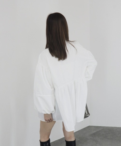 ブラウス シャツ 「ZOZO限定」バルーンスリーブwブルジップペプラムシャツブルゾン／balloon sleeve w zip peplum shir ZOZO限定】バルーンスリーブwブルジップペプラムシャツブルゾン