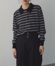 ボーダーニットポロシャツ