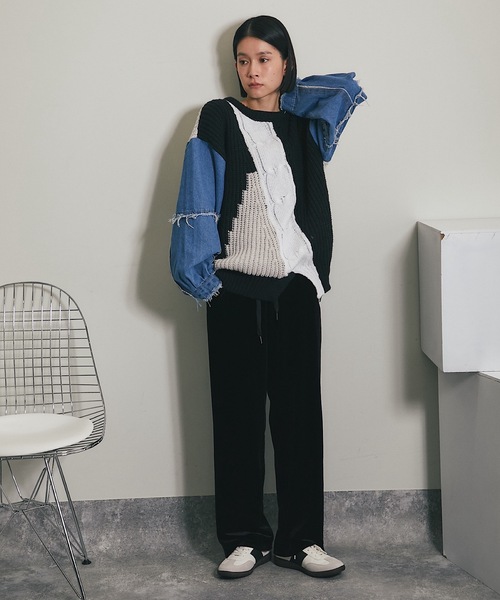 デニムコンビバイカラーニット（ニット/セーター）｜ANOTHER S