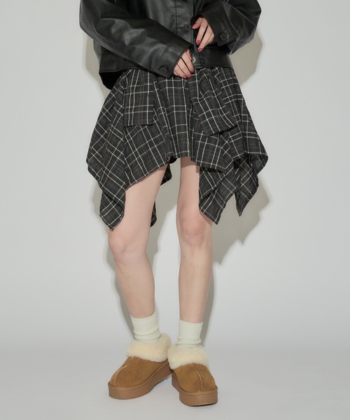 ROOPTOKYO（ループトウキョウ）の「ウエストデザインチェックスカート（スカート・レディース・ブラック・M）」の4枚目の写真