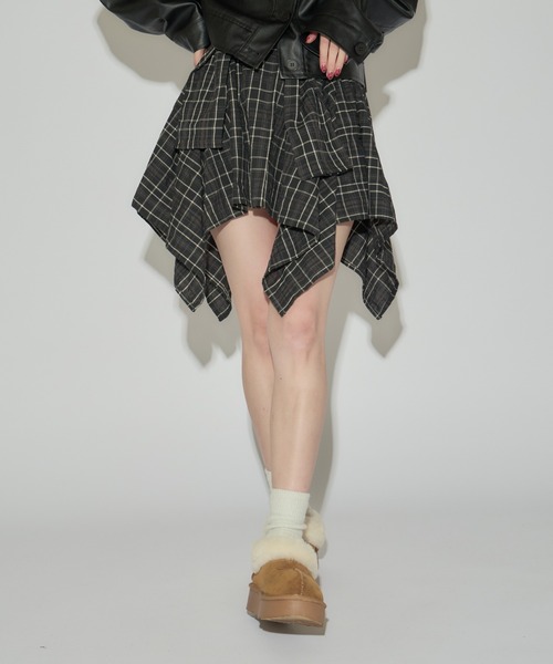 ROOPTOKYO（ループトウキョウ）の「ウエストデザインチェックスカート（スカート・レディース・ブラック・M）」の5枚目の写真