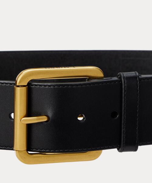 〓RALPH LAUREN〓 茶 LEATHER スティラップ ワイド ベルト