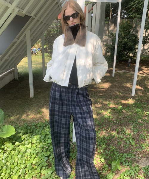 RUSSELUNO グレー系チェック パンツ ワイドチェックパンツ LON24a139-ファッション通販サイト-chuclla,FANO
