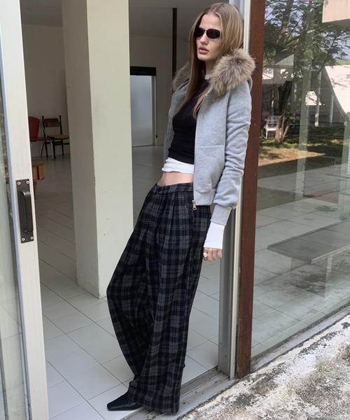 ワイドチェックパンツ LON24a139-ファッション通販サイト-chuclla,FANO