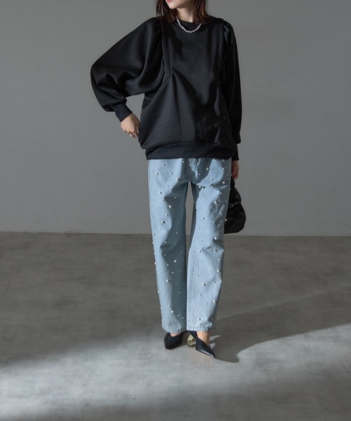 each（イーチ）の「裏起毛ワイドスリーブスウェットプルオーバー（スウェット・レディース・グレー/オリーブ/ブラック・FREE）」の13枚目の写真