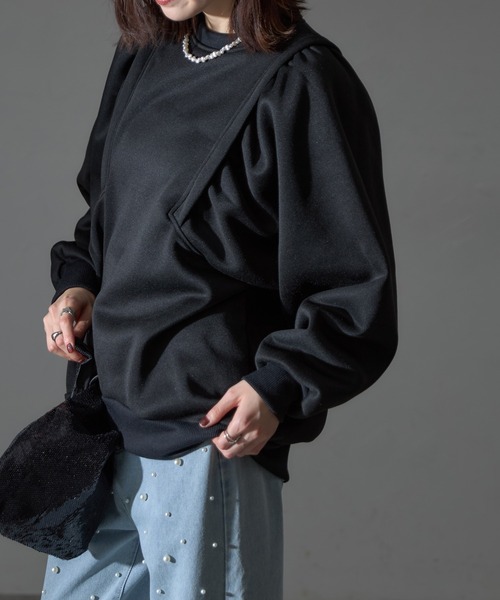 each（イーチ）の「裏起毛ワイドスリーブスウェットプルオーバー（スウェット・レディース・グレー/オリーブ/ブラック・FREE）」の5枚目の写真