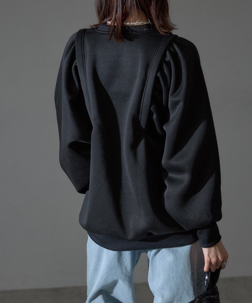 each（イーチ）の「裏起毛ワイドスリーブスウェットプルオーバー（スウェット・レディース・グレー/オリーブ/ブラック・FREE）」の6枚目の写真