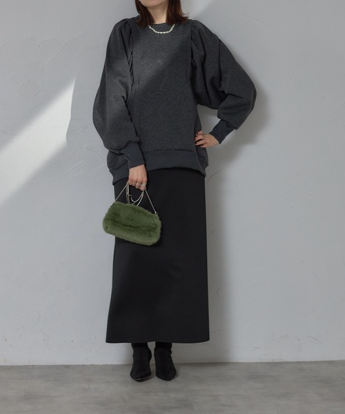 each（イーチ）の「裏起毛ワイドスリーブスウェットプルオーバー（スウェット・レディース・グレー/オリーブ/ブラック・FREE）」の20枚目の写真