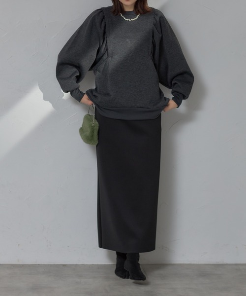 each（イーチ）の「裏起毛ワイドスリーブスウェットプルオーバー（スウェット・レディース・グレー/オリーブ/ブラック・FREE）」の17枚目の写真