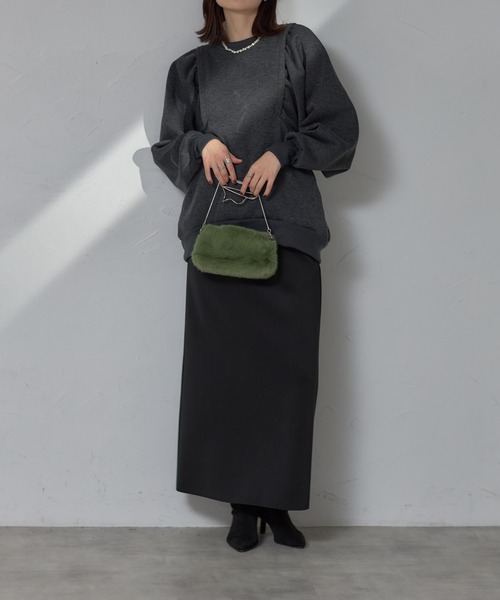 each（イーチ）の「裏起毛ワイドスリーブスウェットプルオーバー（スウェット・レディース・グレー/オリーブ/ブラック・FREE）」の21枚目の写真